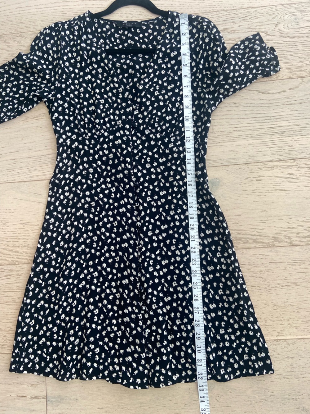 ALLSAINTS Kota Scatter Print Mini Dress Medium Black Cream Viscose Summer EUC - Picture 6 of 7